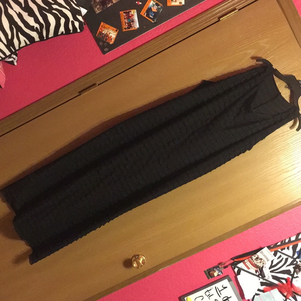 Black mini ruffle maxi dress